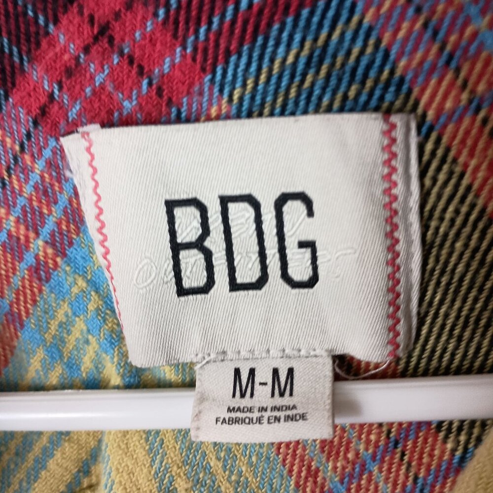 BDG Womens Distressed Plaid Button Down Shirt M Multicolor Indie Grunge 90s - Picture 5 of 9
